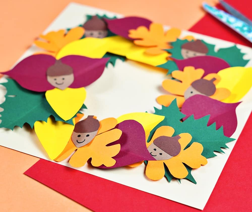 PAPER LEAF ACORN WREATH