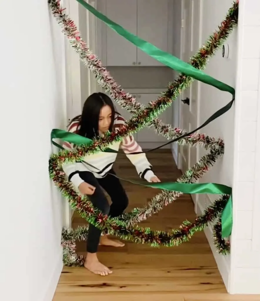 Christmas garland obstacle course game for kids