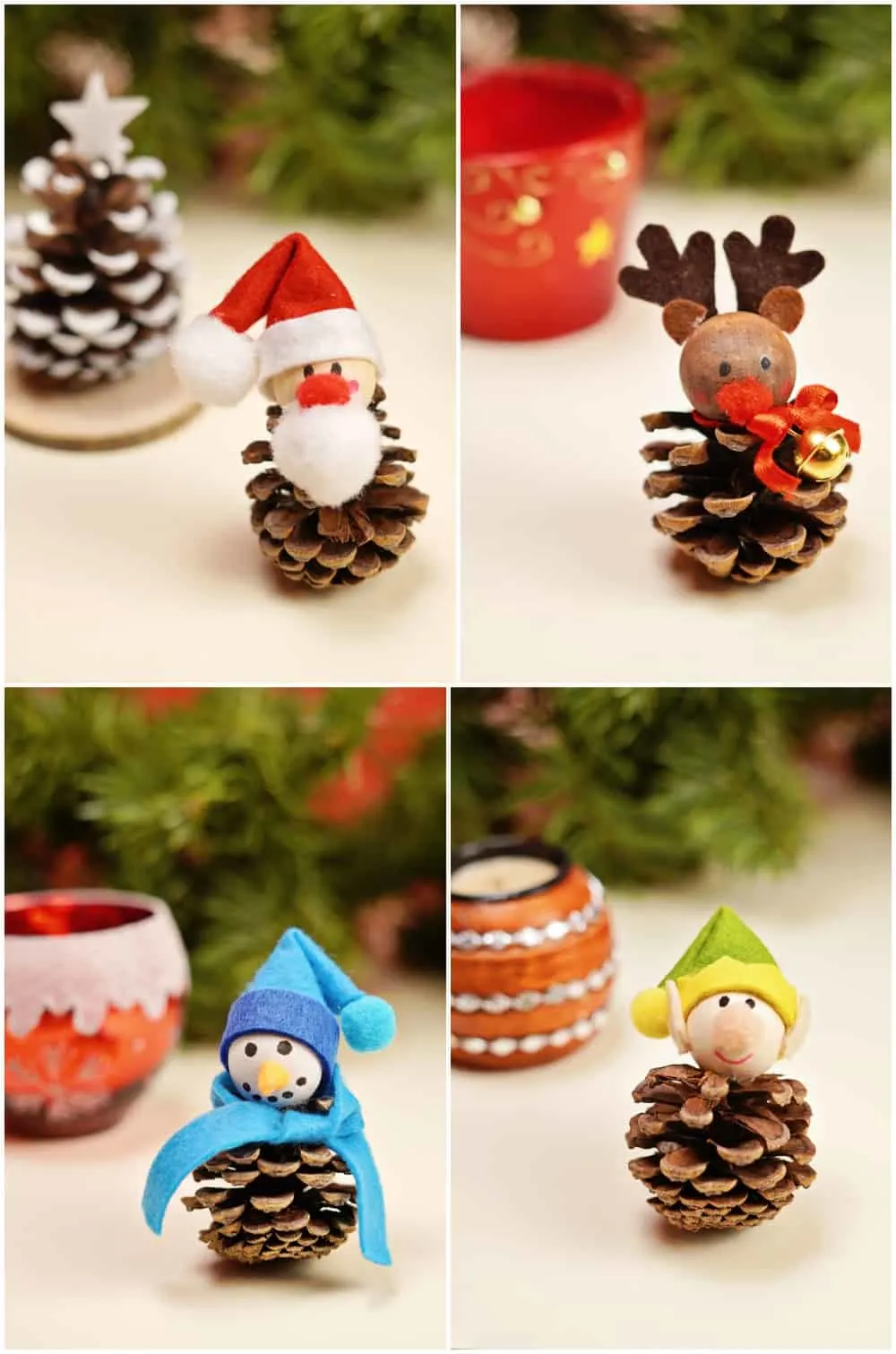 four pinecone crafts that are DIY for kids 