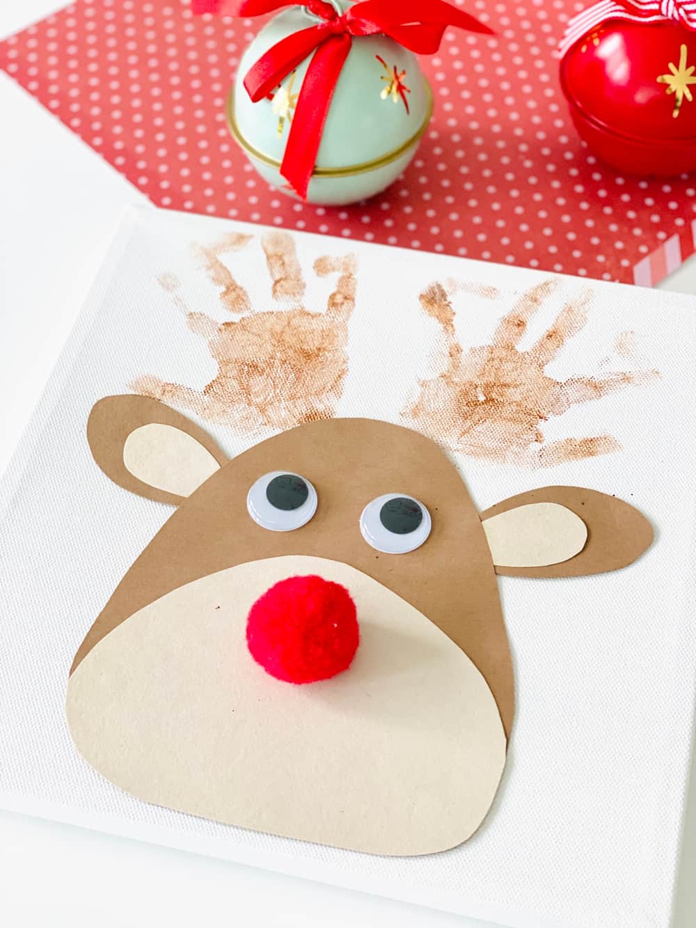 Rudolph Reindeer Handprint Art Cute Christmas Handprint art for Kids