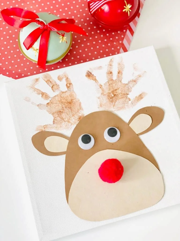 Rudolph Reindeer Handprint Art