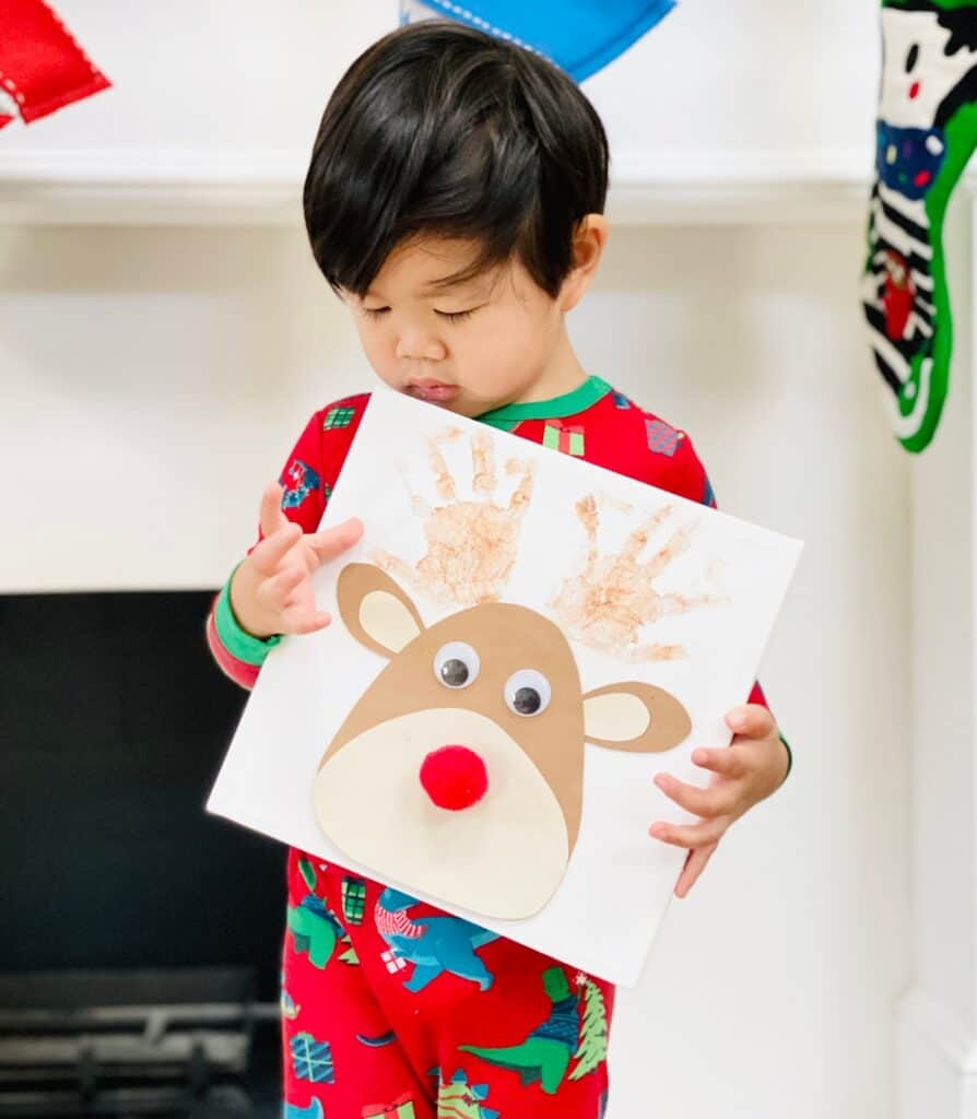 Rudolph Reindeer Handprint Art