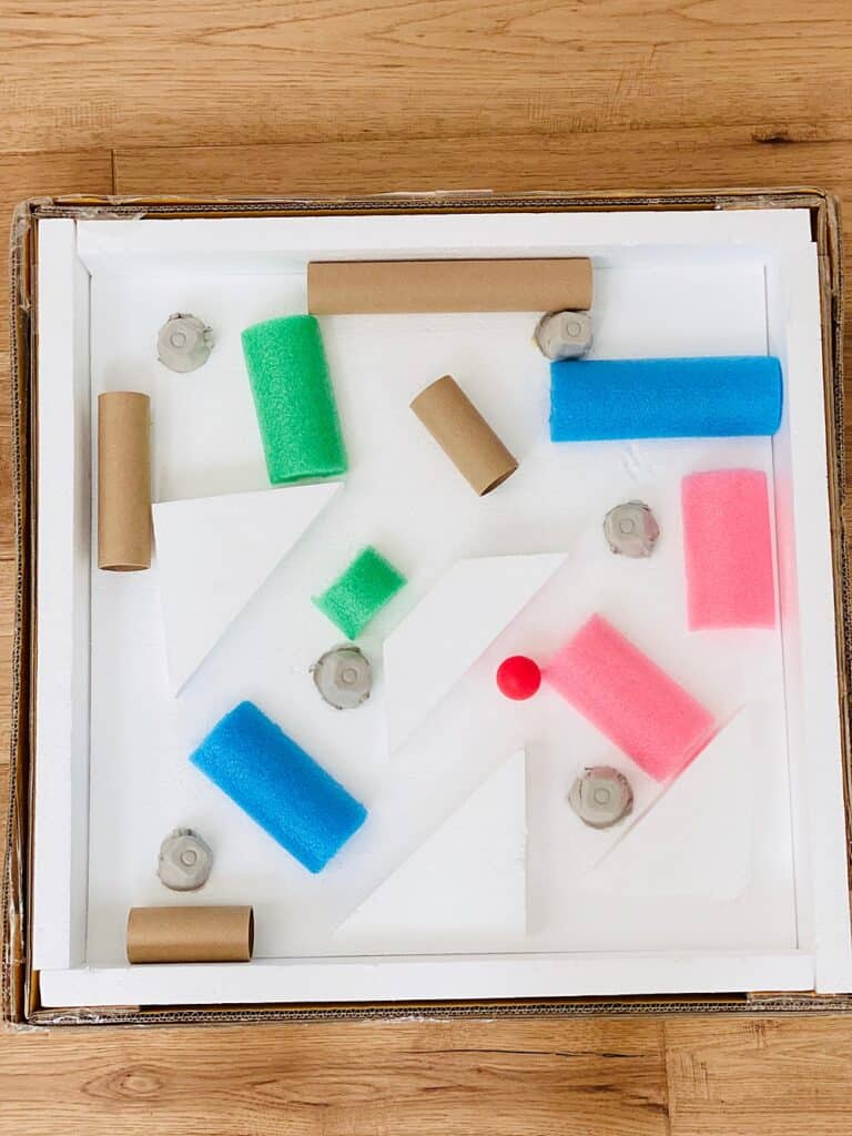 cardboard box marble ball maze