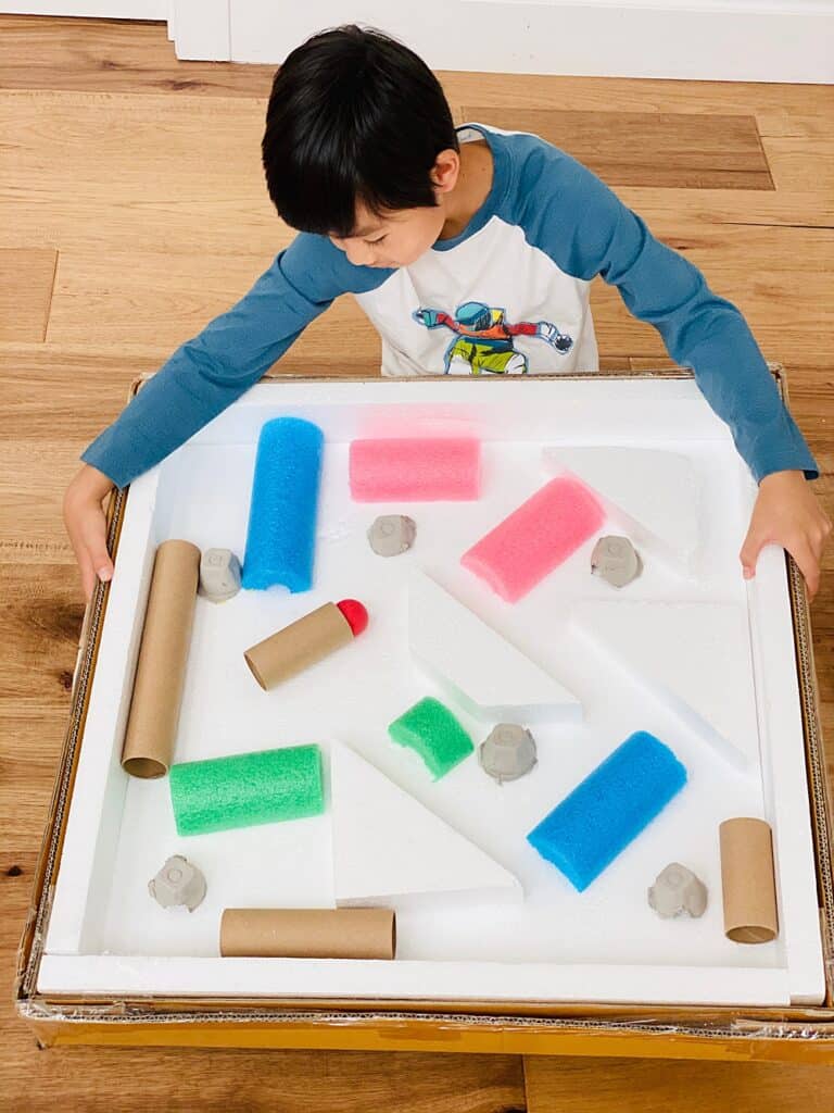 cardboard box marble ball maze