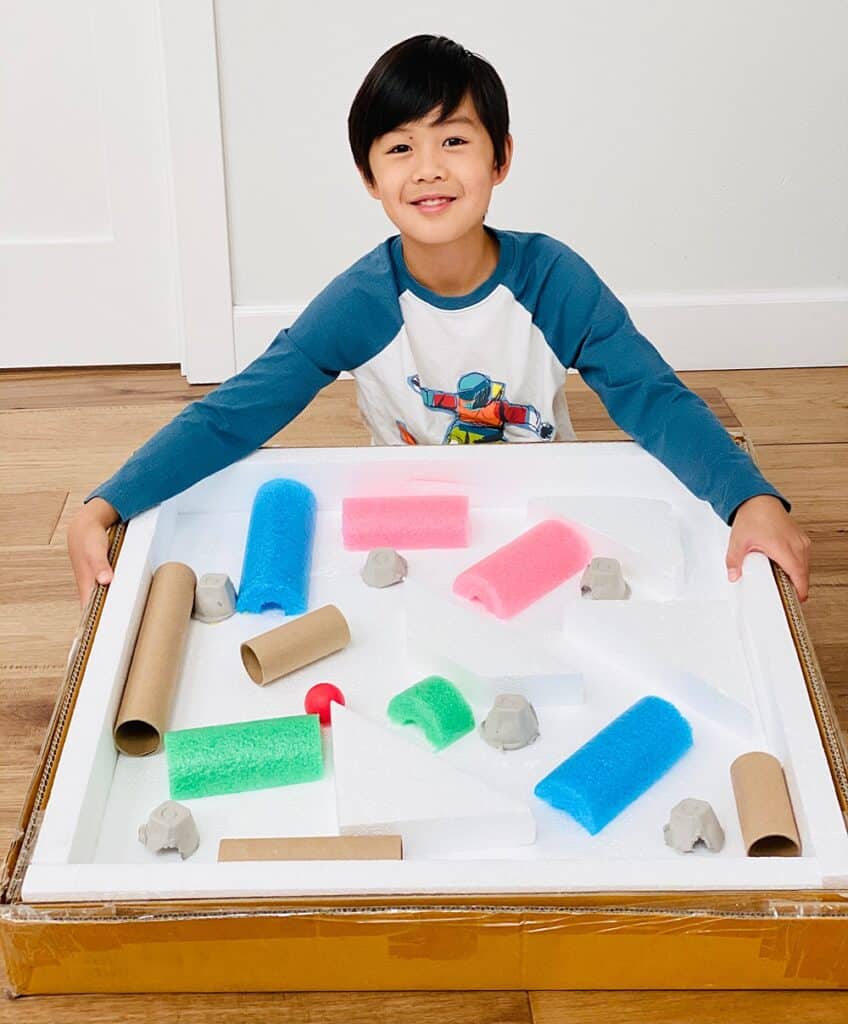 cardboard box marble ball maze