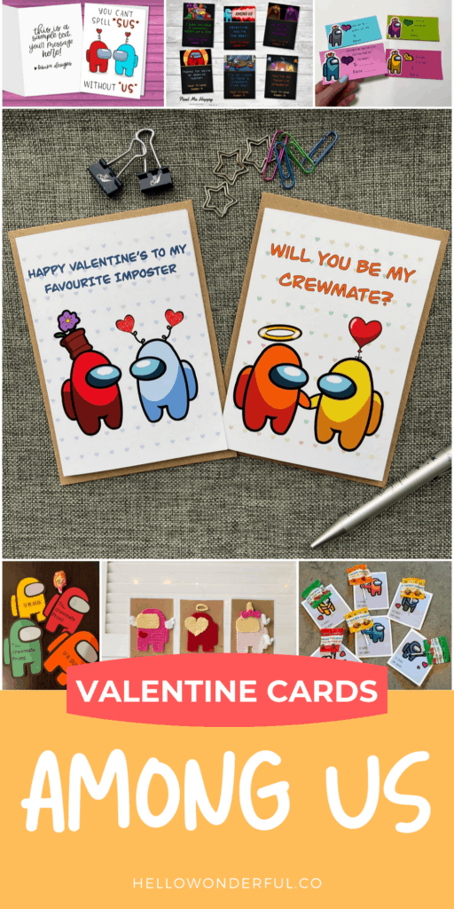 Among Us Valentine Cards - Kids will love these fun game inspired cards