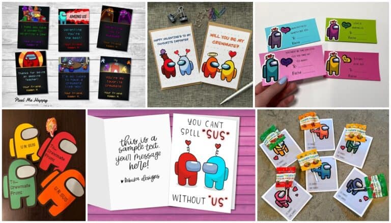 Among Us Valentine Cards - Kids will love these fun game inspired cards