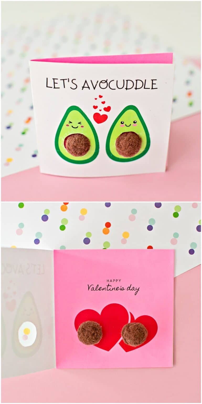 DIY Avocado Valentine Card Get the free printable template!