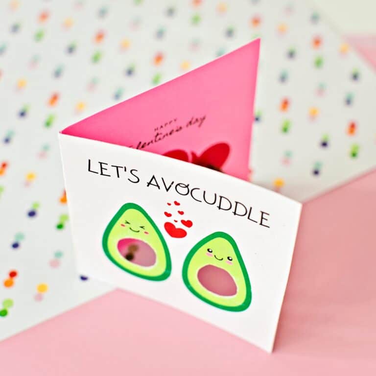 DIY Avocado Valentine Card Get the free printable template!