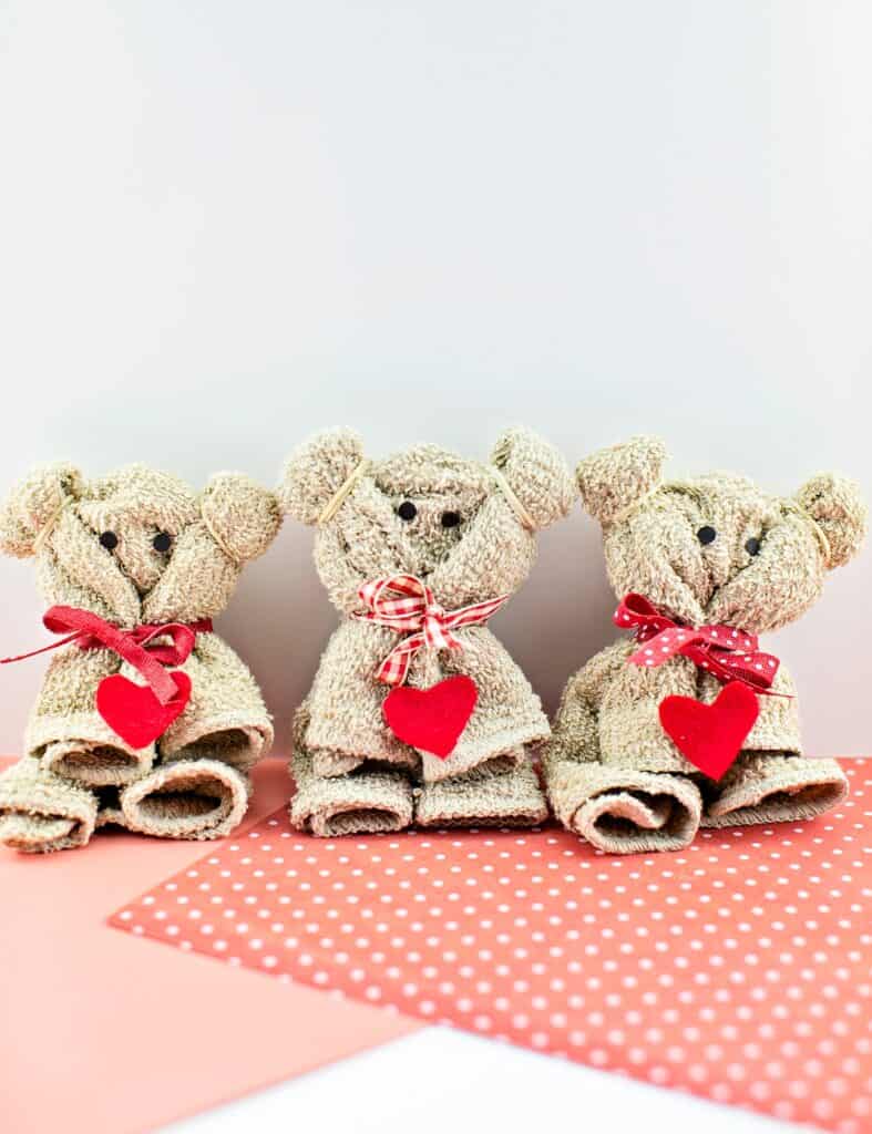 how to make a towel bear valentine craft for kids