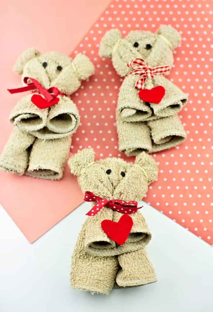 how to make a towel bear valentine craft for kids
