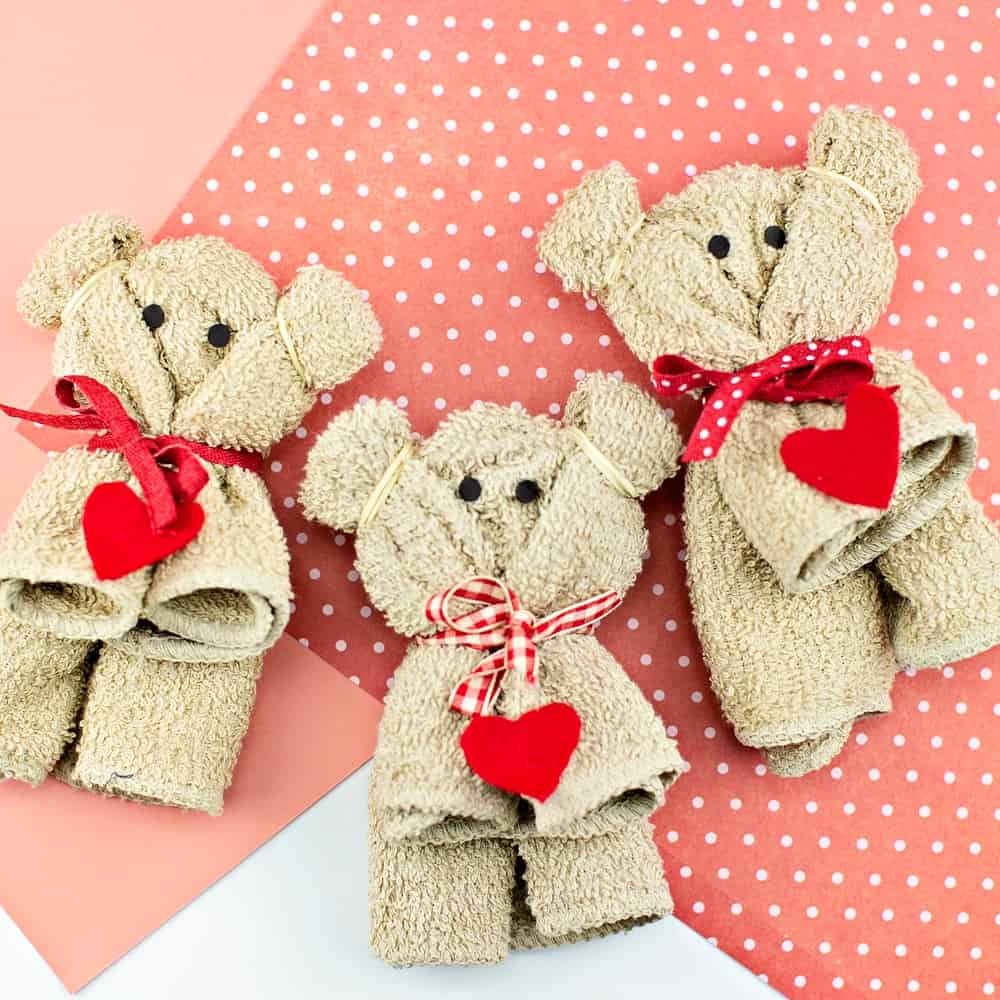 how to make a towel bear valentine craft for kids