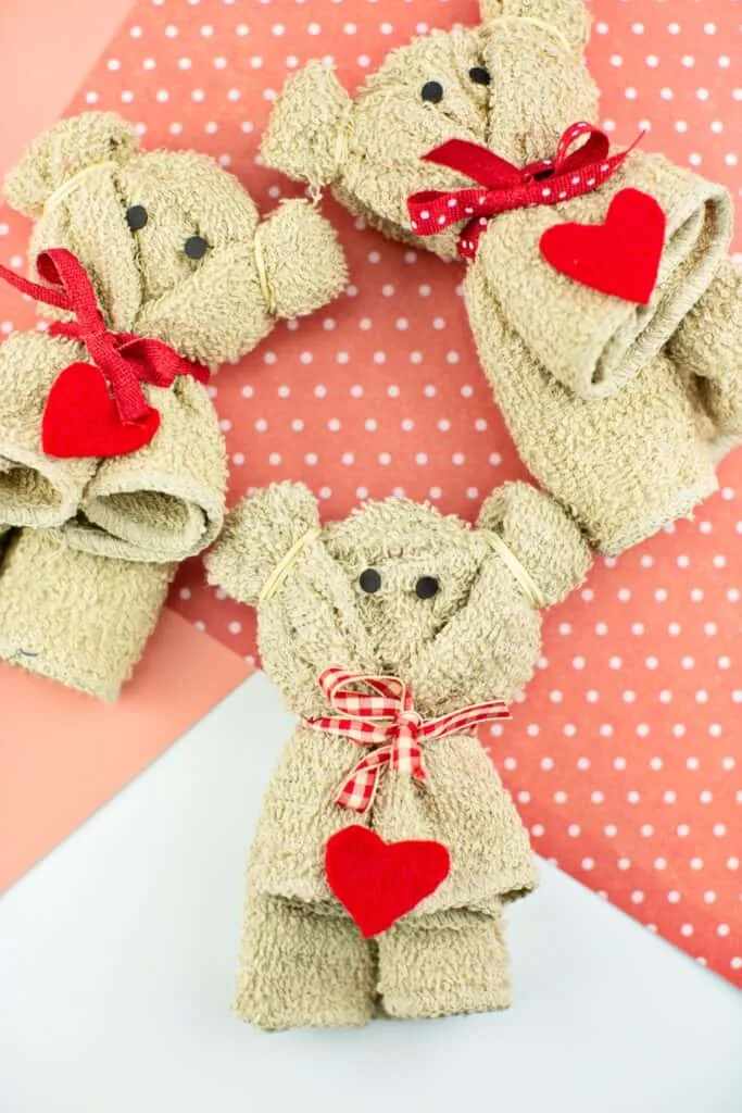 how to make a towel bear valentine craft for kids