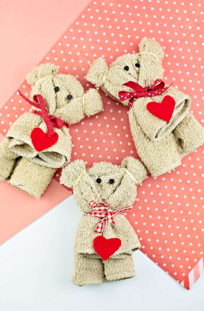 how to make a towel bear valentine craft for kids