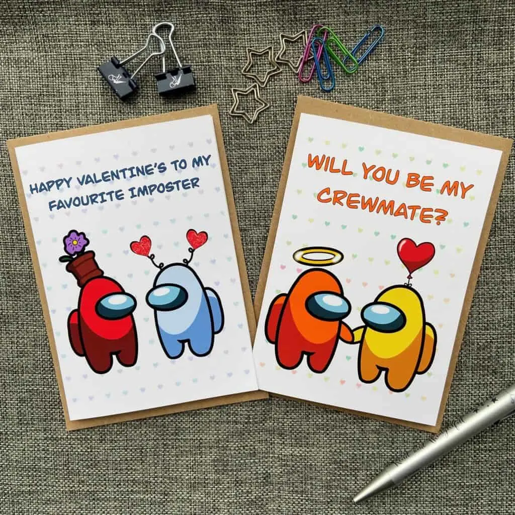 Among Us Valentine Cards for Kids