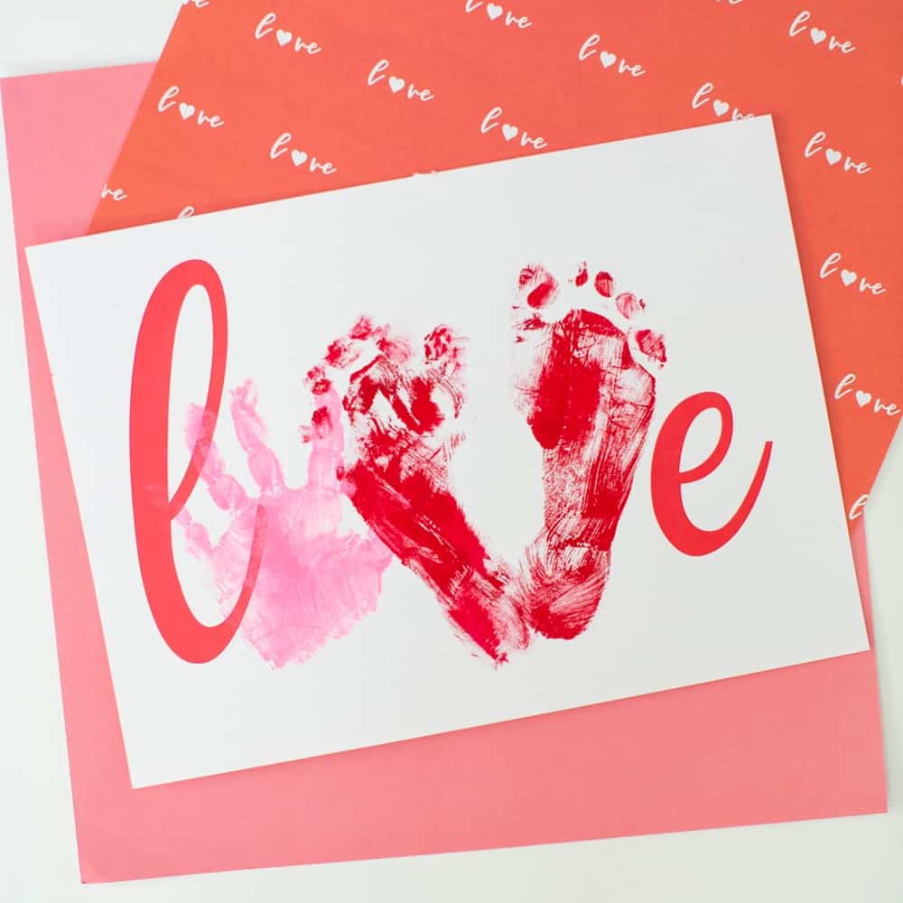 Valentine preschool craft handprint art