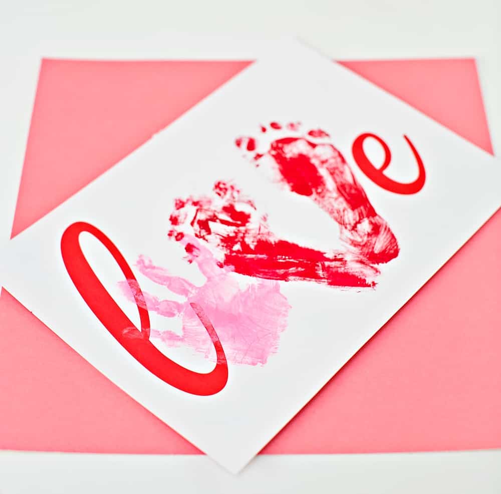 Love Handprint Craft. Preschool Valentine Art Project. 