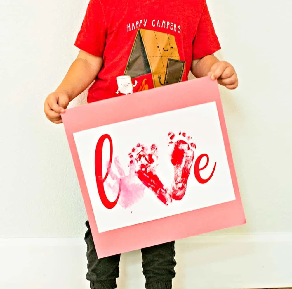 Love Handprint Craft. Preschool Valentine Art Project. 