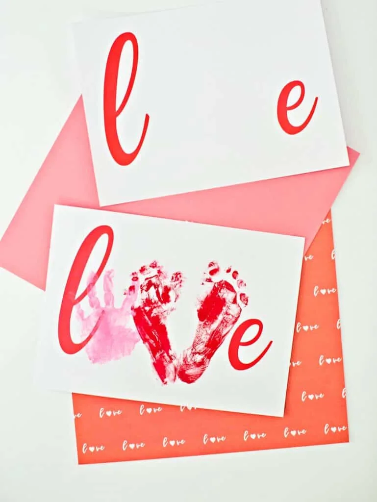 Love Handprint Art. Preschool Valentine Craft. 