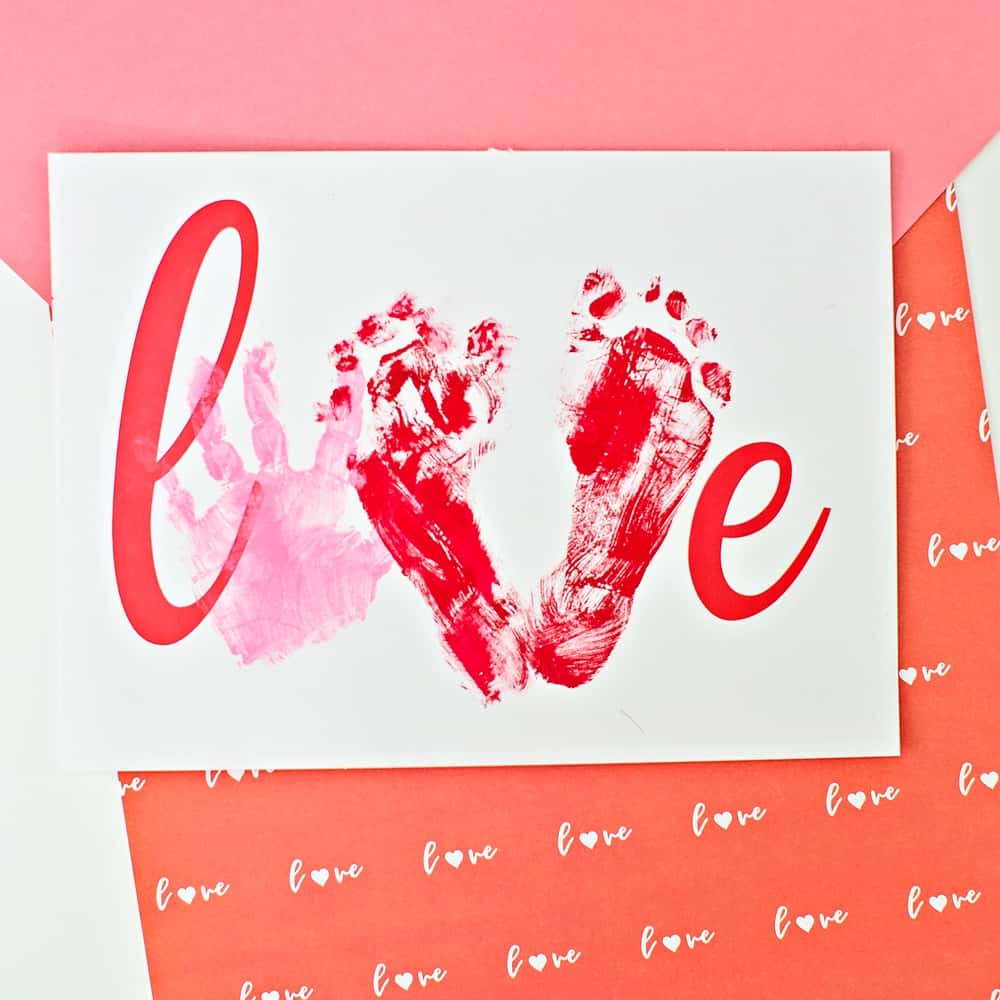 Love Handprint Art. Preschool Valentine Craft. 