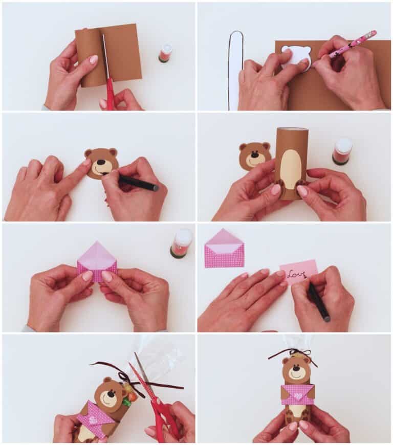 This Paper Tube Valentine Bear Craft is the sweetest Vday favor for kids!