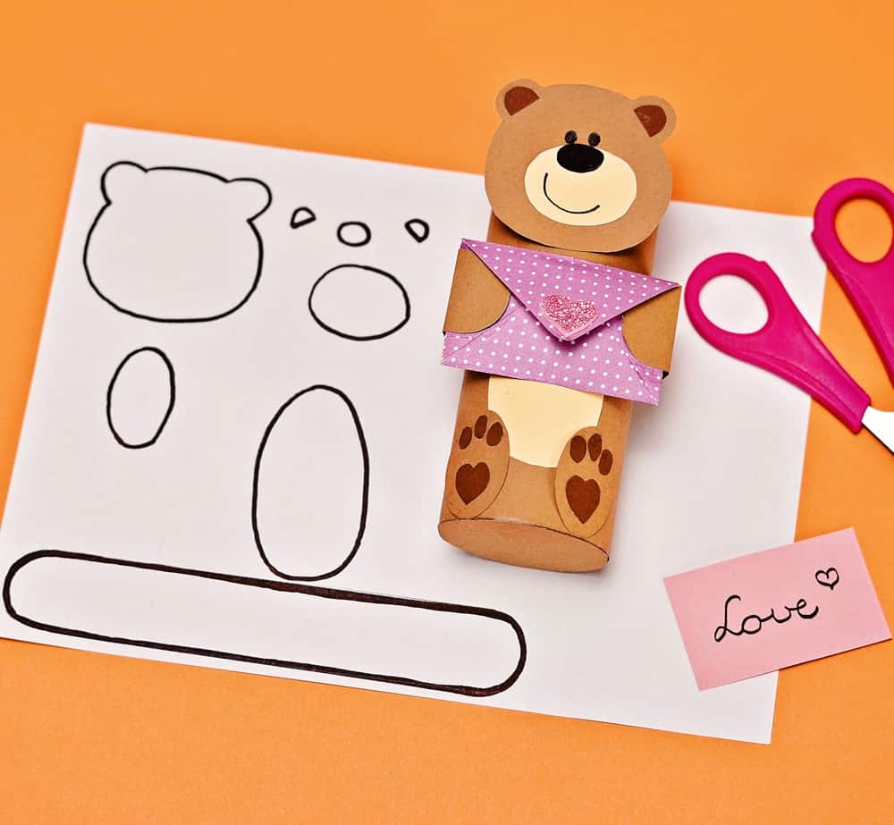 paper tube bear craft Valentine favor
