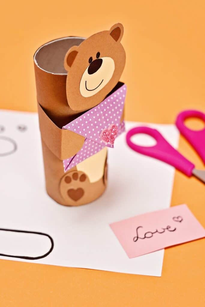 paper tube bear craft Valentine favor