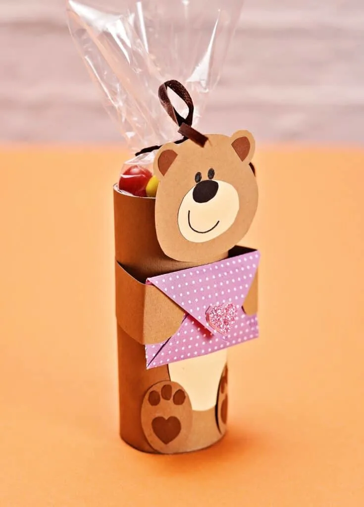 paper tube bear craft Valentine favor