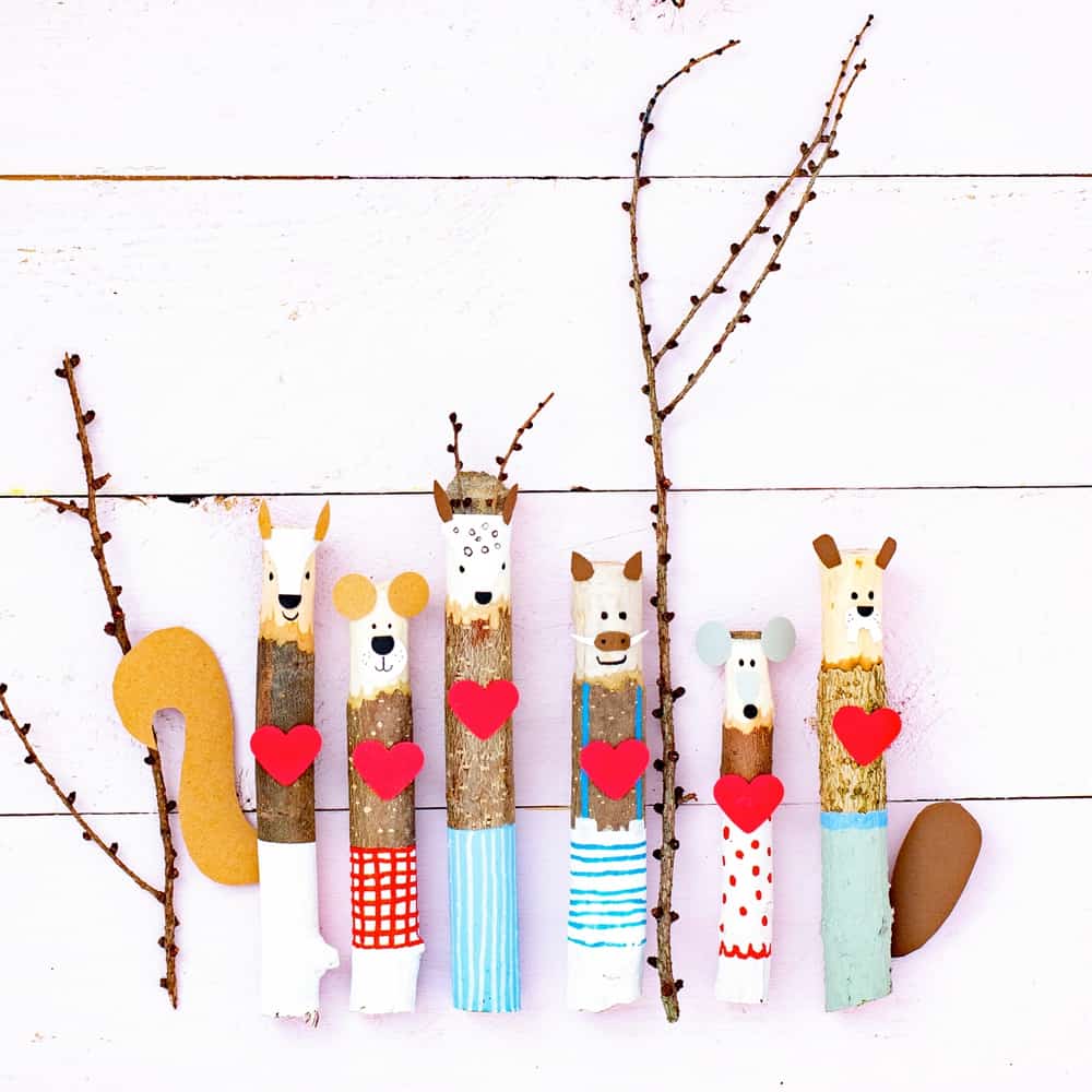 valentine stick nature craft kids