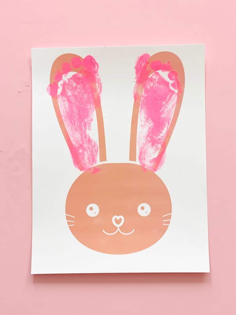 This Bunny Footprint Art is a cute Easter bunny craft for kids