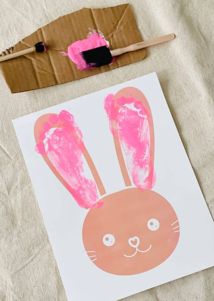 This Bunny Footprint Art is a cute Easter bunny craft for kids