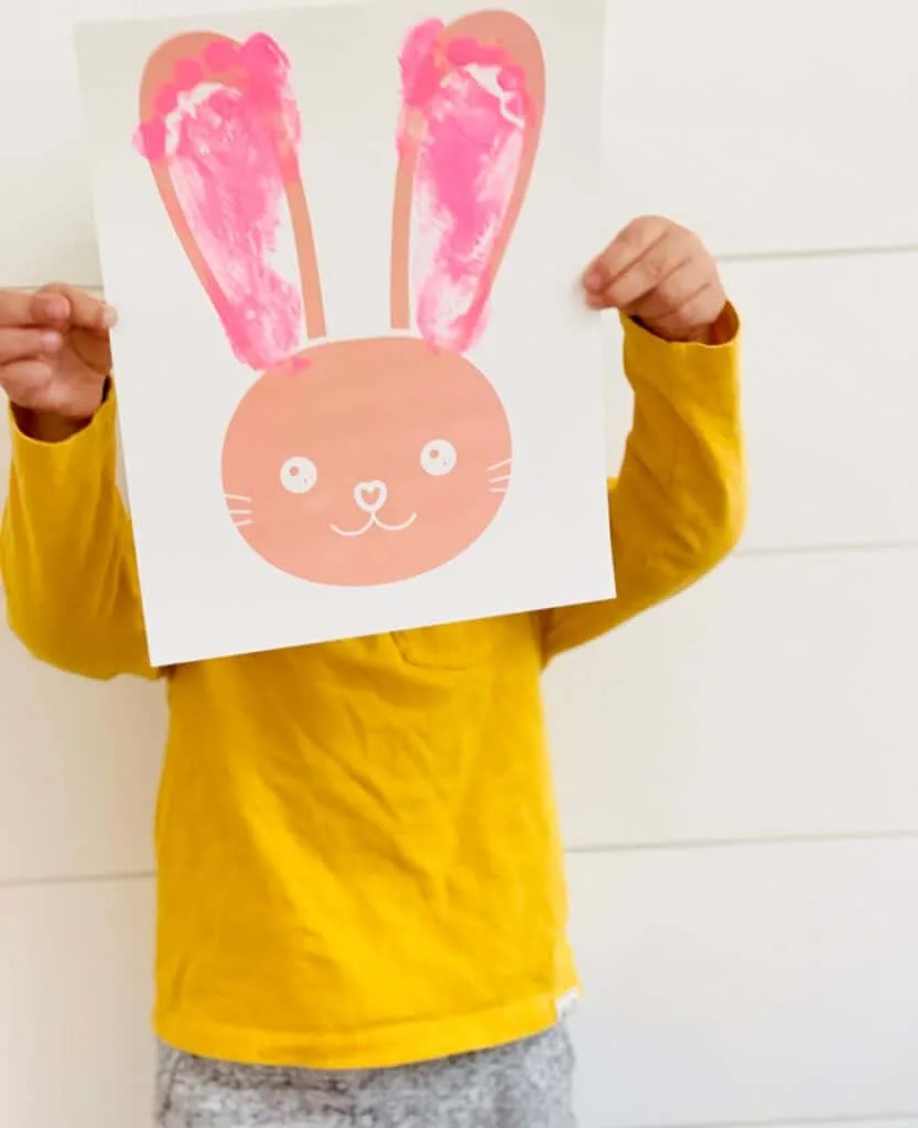 This Bunny Footprint Art is a cute Easter bunny craft for kids