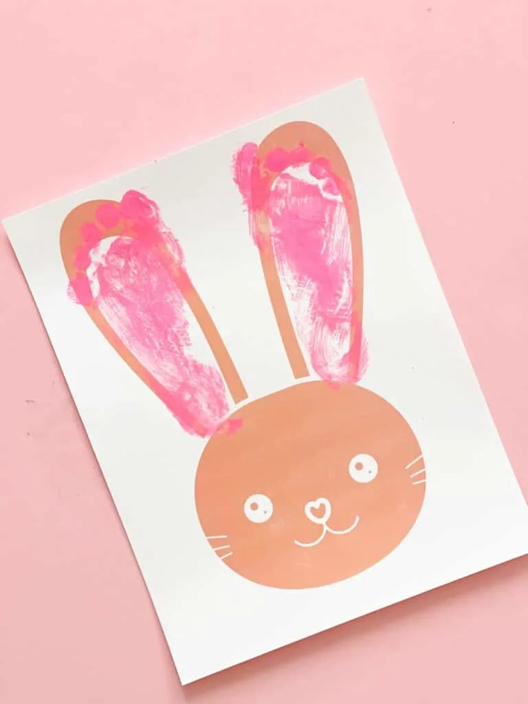 This Bunny Footprint Art is a cute Easter bunny craft for kids