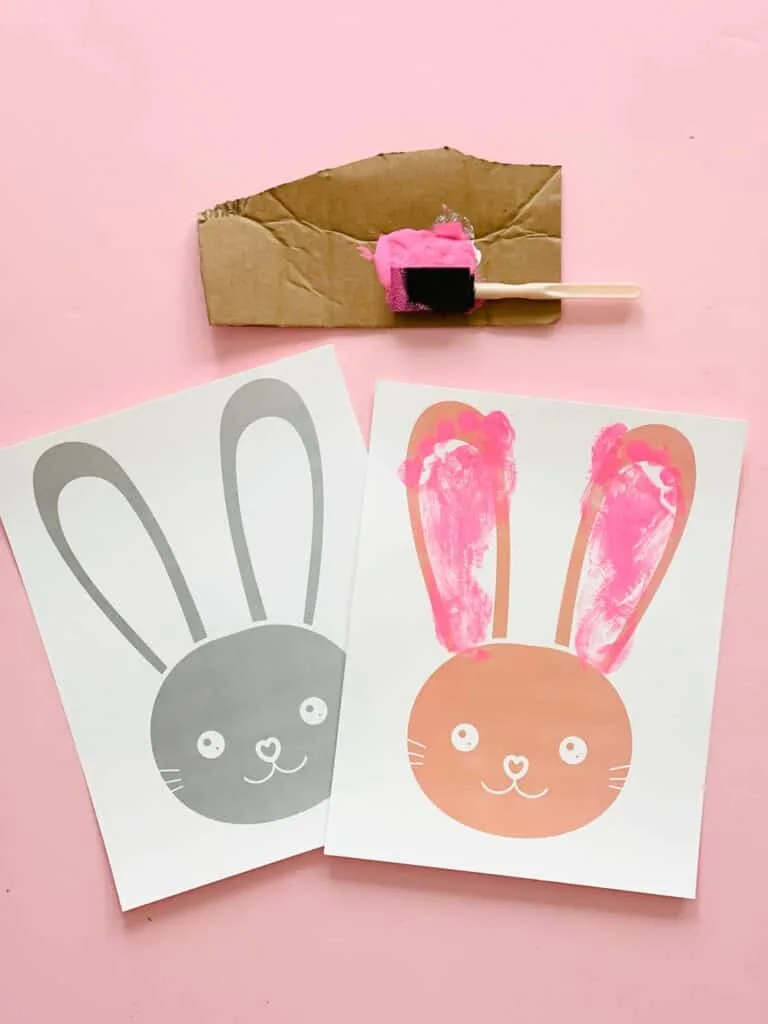 Free printable bunny easter footprint craft