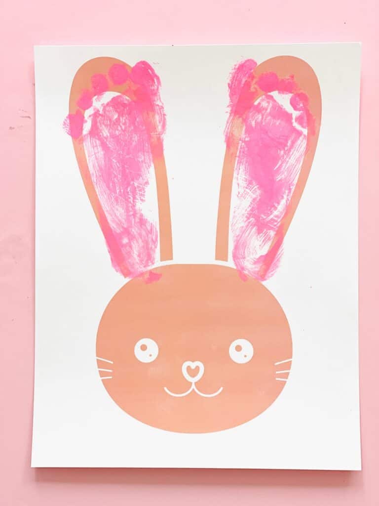 This Bunny Footprint Art is a cute Easter bunny craft for kids