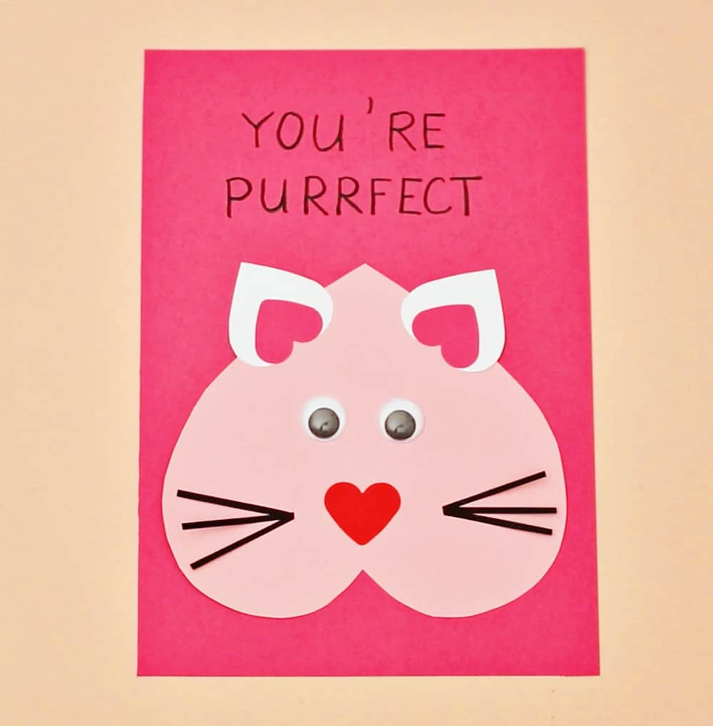 DIY Valentine Cat Card - Cute and easy Valentine Craft for Kids