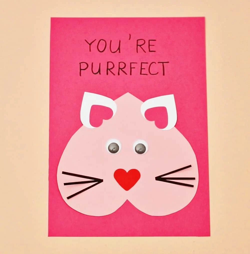 DIY Valentine Cat Card - Cute and easy Valentine Craft for Kids