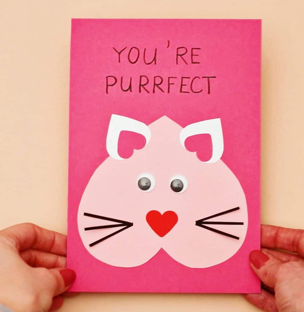 DIY Valentine Cat Card - Cute and easy Valentine Craft for Kids