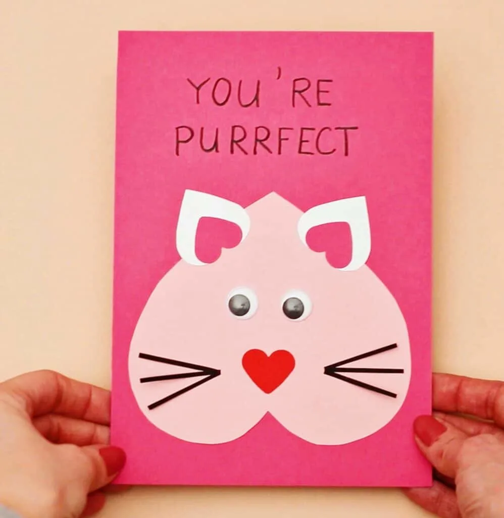 DIY Valentine Cat Card - Cute and easy Valentine Craft for Kids