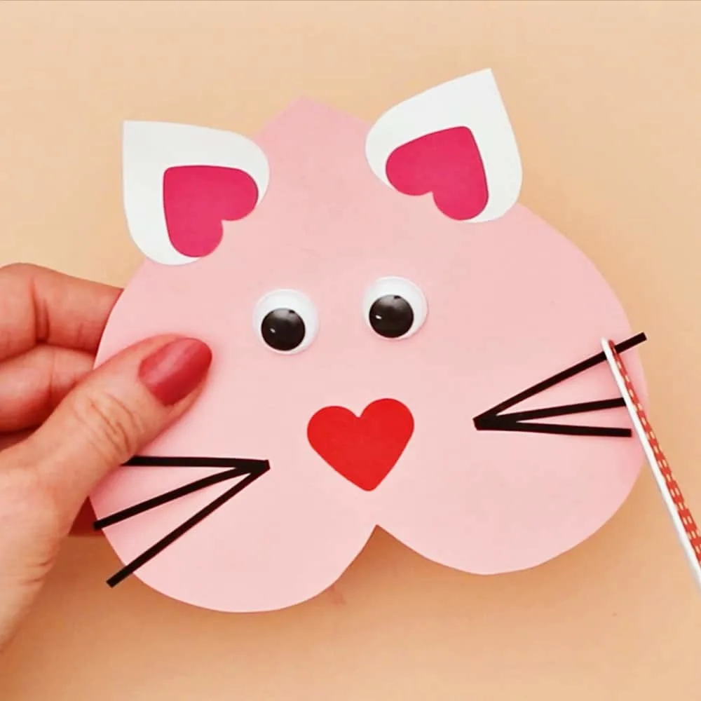 DIY Valentine Cat Card - Cute and easy Valentine Craft for Kids