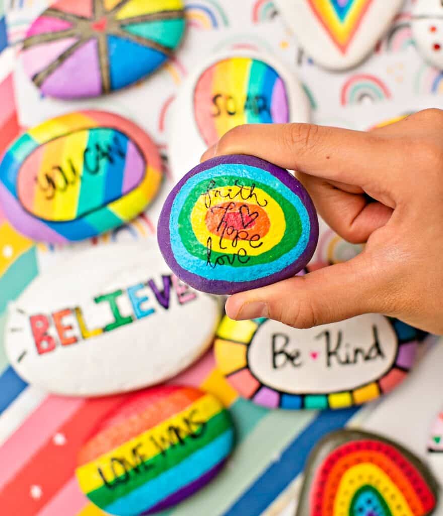 RAINBOW KINDNESS ROCKS - INSPIRATIONAL PAINTED ROCKS