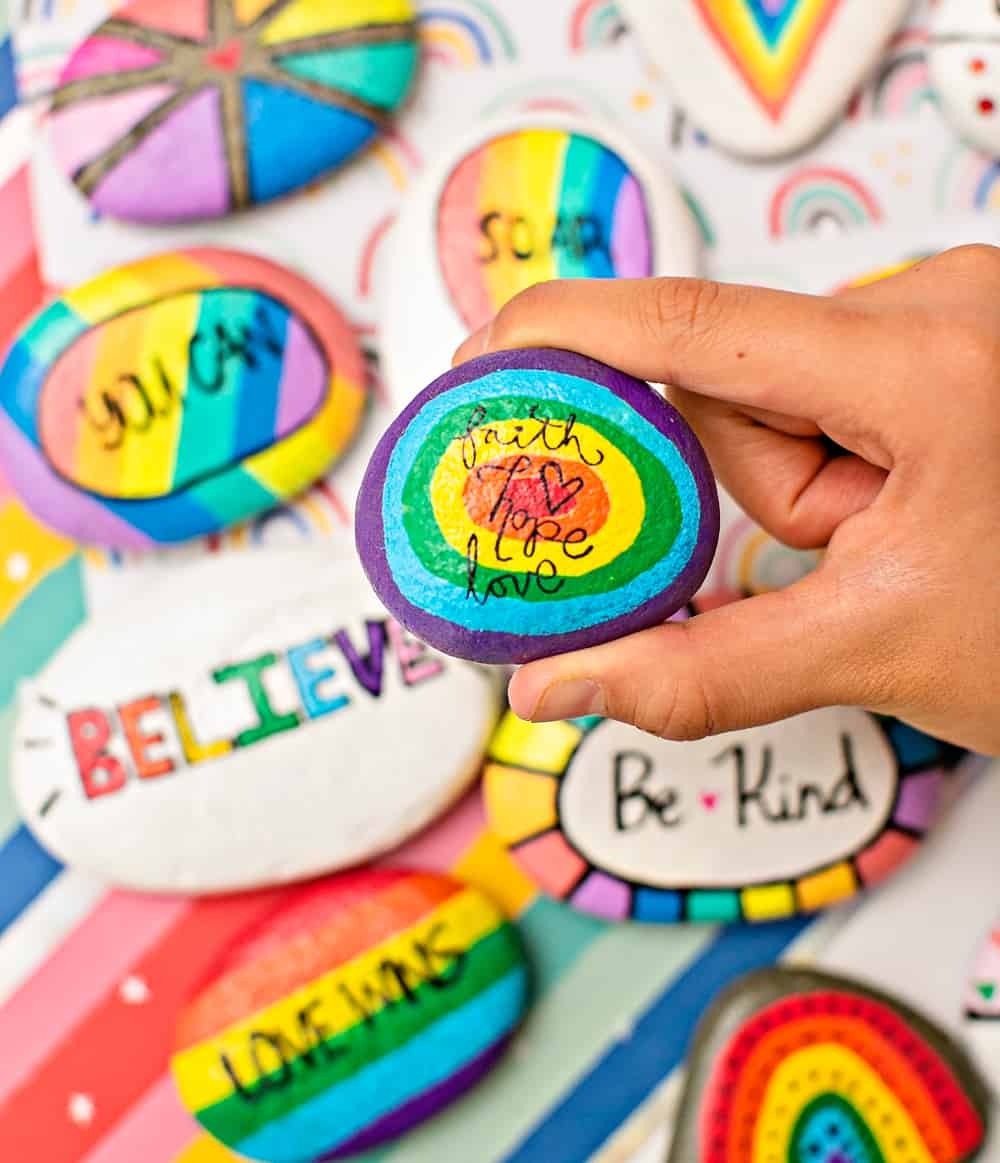 Rainbow Kindness Rocks - Inspirational Painted Rocks