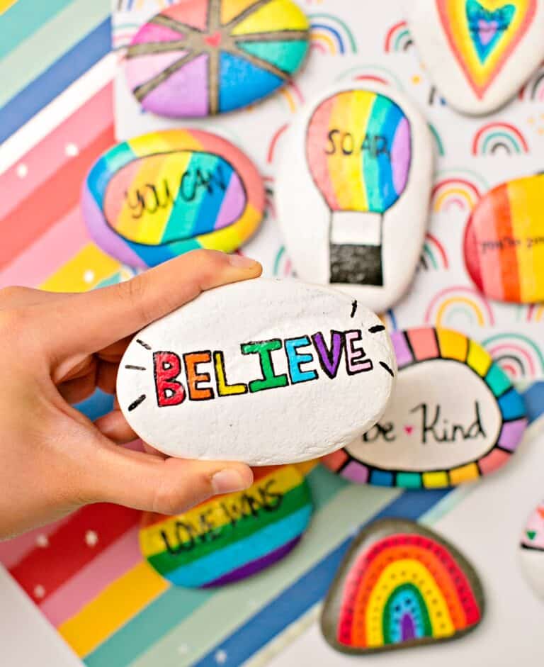 Rainbow Kindness Rocks - Inspirational Painted Rocks