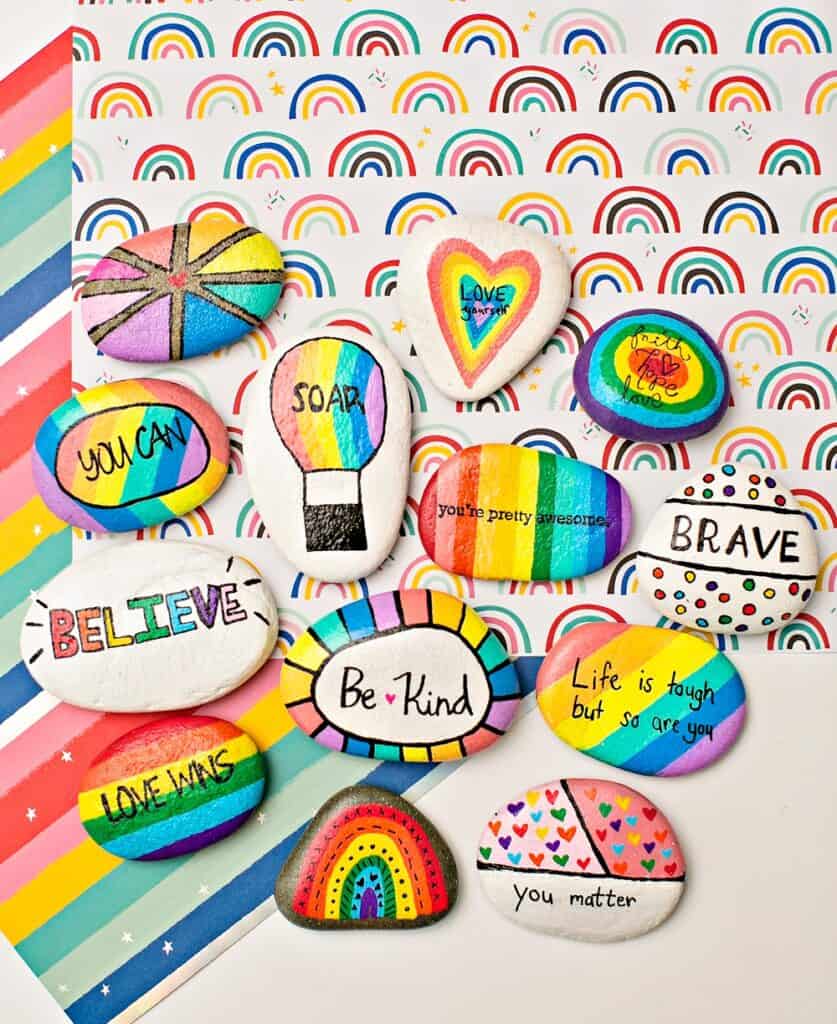 KINDNESS RAINBOW PAINTED ROCKS