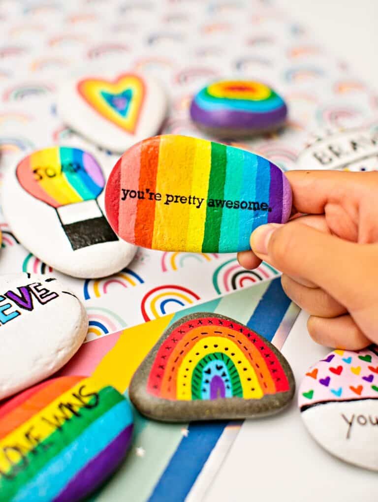 Rainbow Kindness Rocks - Inspirational Painted Rocks