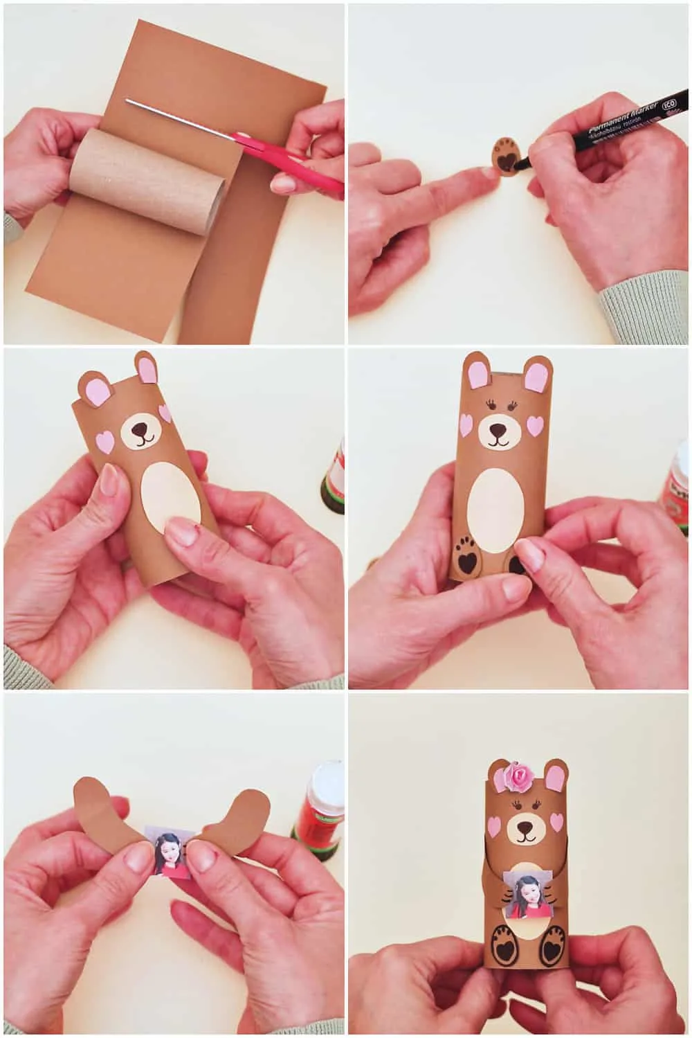 MOTHER'S DAY BEAR CRAFT - paper tube bear 