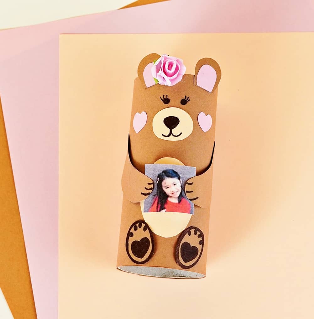 MOTHER'S DAY BEAR CRAFT - paper tube bear 