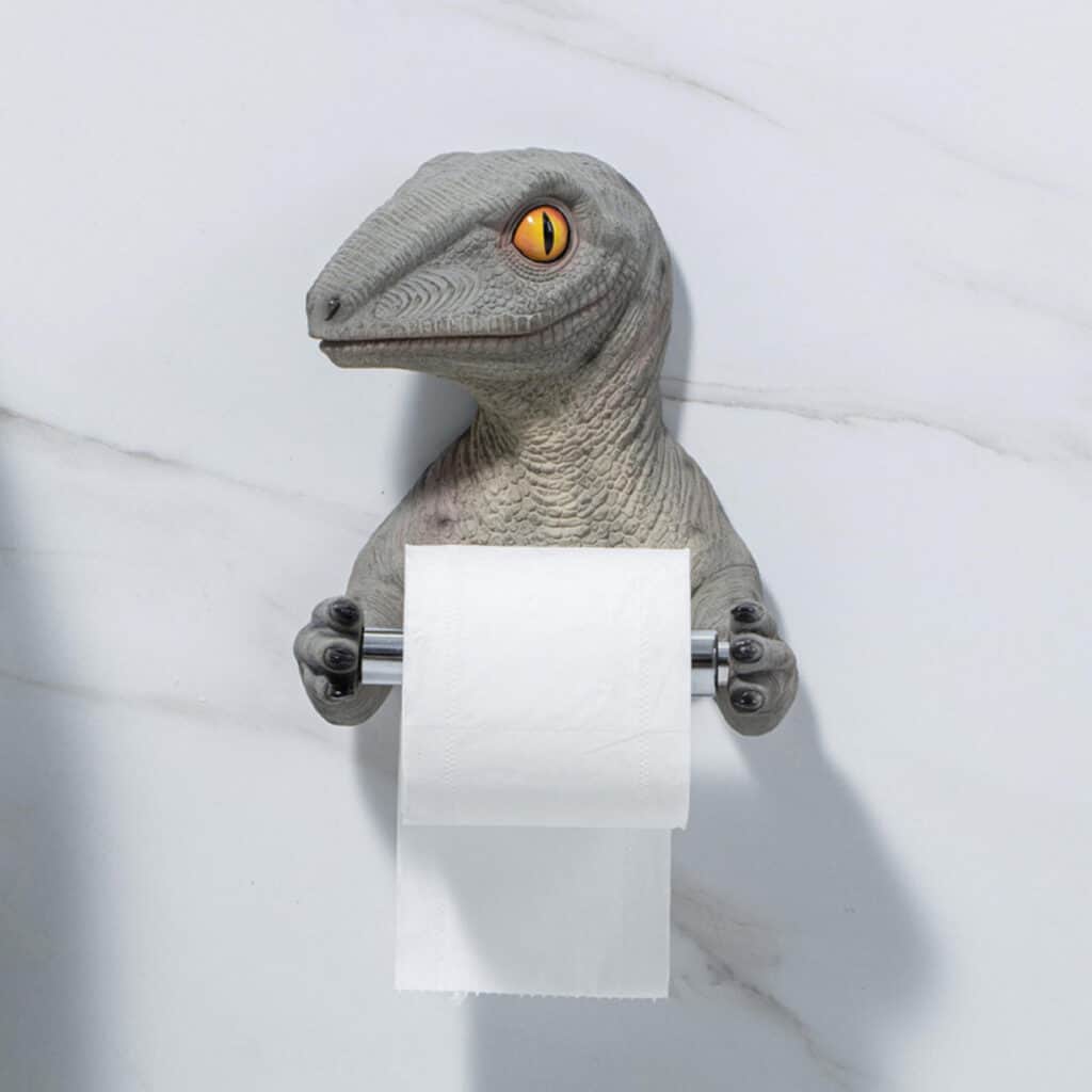 dinosaur toilet paper hanger