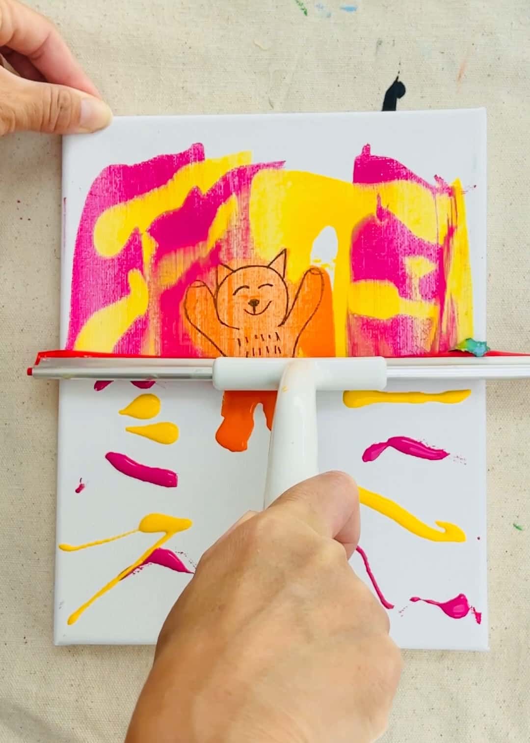 This Squeegee Paint Drawing Reveal is a Super Fun Kids Art Project!
