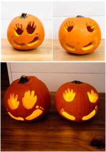 This Baby Pumpkin Handprint Art Celebrates Baby's First Halloween!